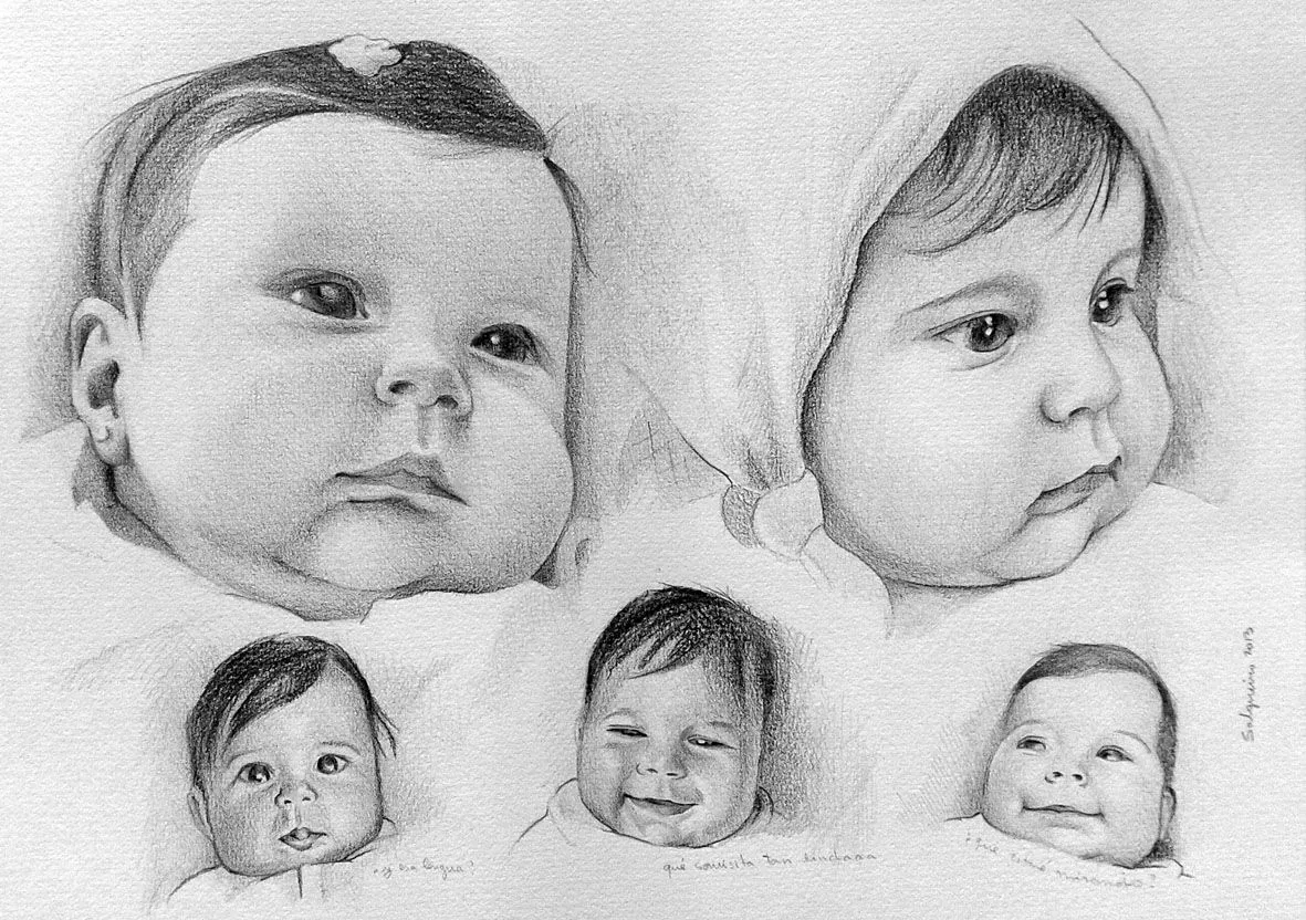 Ilustración y Pintura María José Salgueiro: 46. Retrato de bebé a ...