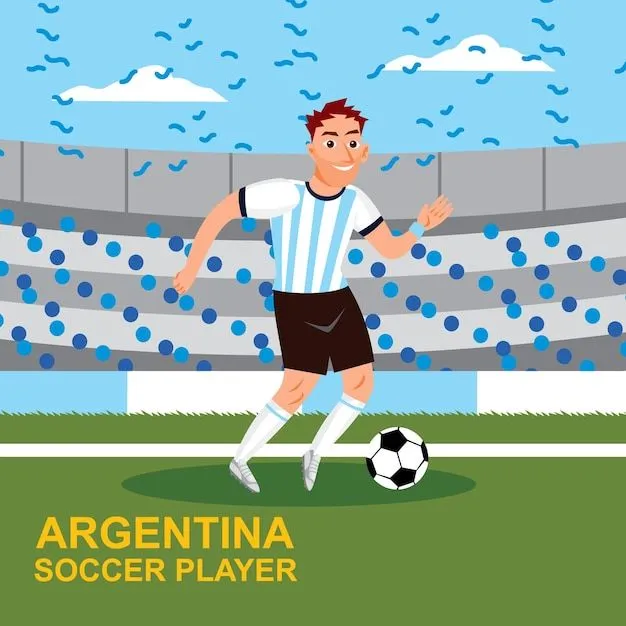 Ilustración de vector de jugador de fútbol de argentina | Vector Premium