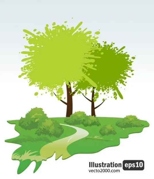 Ilustración verde paisaje con árboles | Descargar Vectores gratis