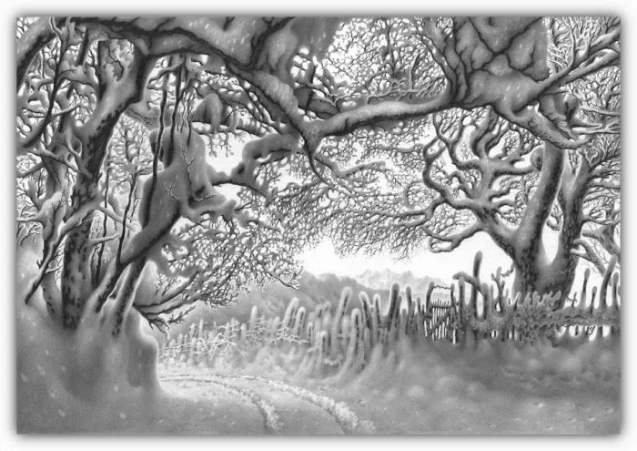 Dibujos a lapiz de paisajes en blanco y negro - Imagui