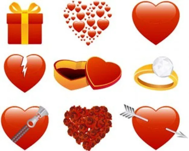 ilustraciones del vector de valores de San Valentín corazones ...