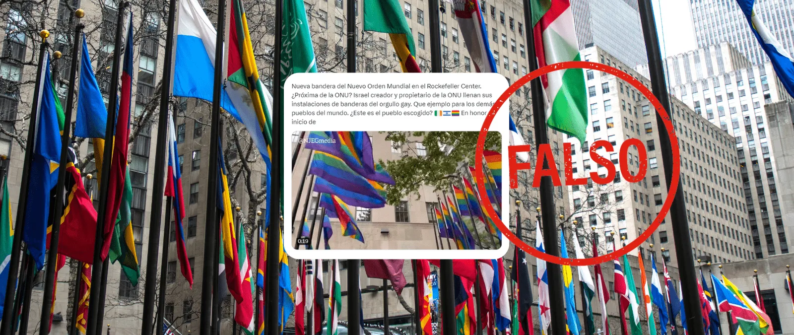 La imagen de las banderas LGTBI no fue tomada en la ONU