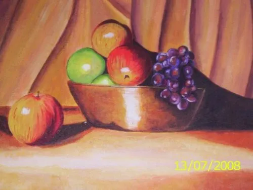 Dibujo sobre un bodegon de frutas - Imagui
