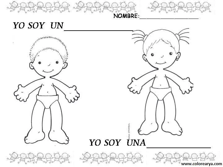 Dibujo del cuerpo humano para colorear niño - Imagui