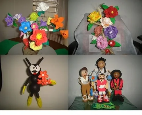 Imagen Flores e bonecas goma eva - foamy - grupos.