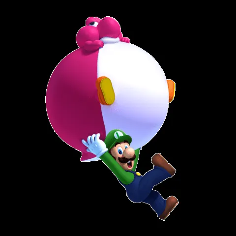 Imagen - Luigi y Bebe Yoshi de globo.png - Super Mario Wiki - La ...