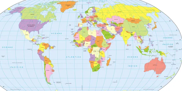 Imagen mapa planisferio politico con nombres y capitales - Imagui