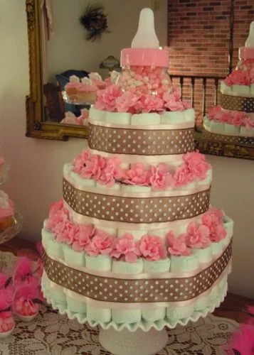Imagen pastel de pañales para baby shower - grupos.