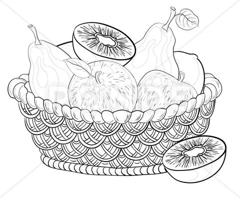 Dibujo de cestas con frutas - Imagui