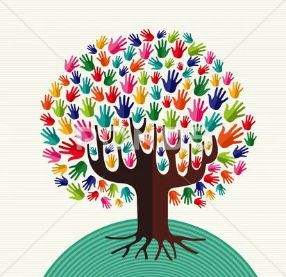 Imagen Vectorial de Coloridos Árboles Manos Solidarias | Gráficos ...