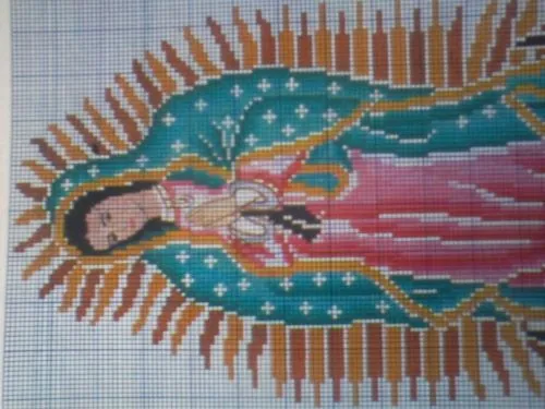 Imágen de la Virgen de Guadalupe en punto de cruz - Imagui