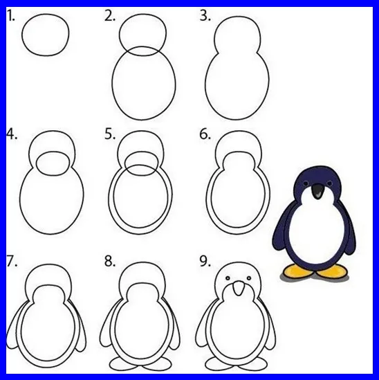 Como dibujar pinguinos paso a paso - Imagui