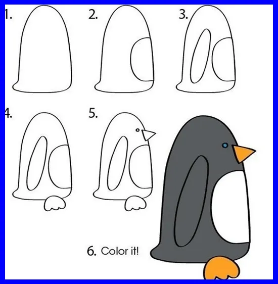 Como dibujar pinguinos paso a paso - Imagui