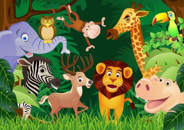 imagenes de animales de la selva animados | Vectores de la selva ...