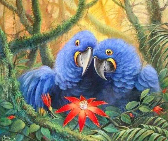 Imágenes Arte Pinturas: Paisajes con aves pintados en óleo