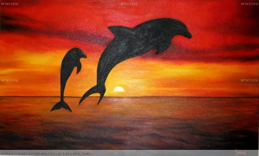 Cuadros al oleo de delfines - Imagui