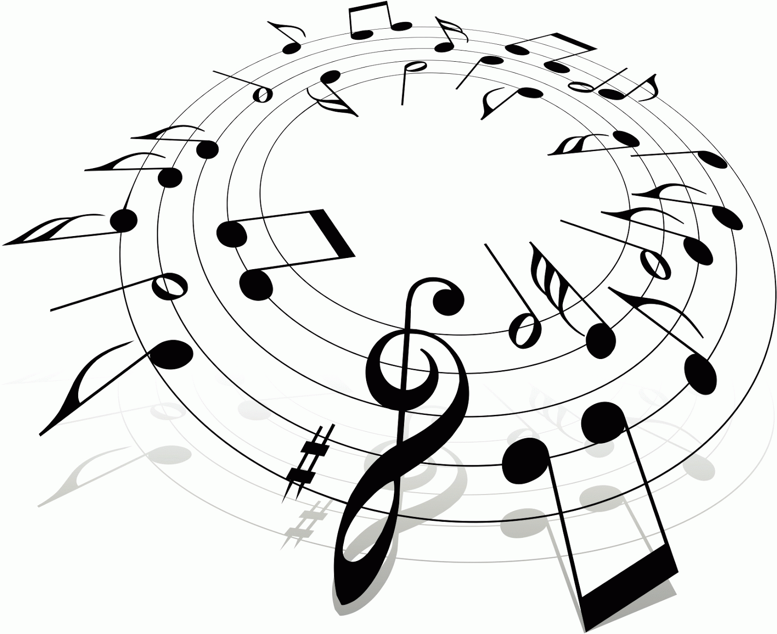 composicion circular con notas musicales imagenes en blanco y negro