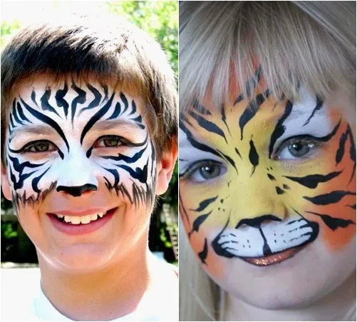 Niños pintados de caras de animales - Imagui