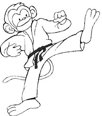 Imagenes para colorear: Chango karateka para iluminar Imagenes para colorear: Chango karateka para iluminar