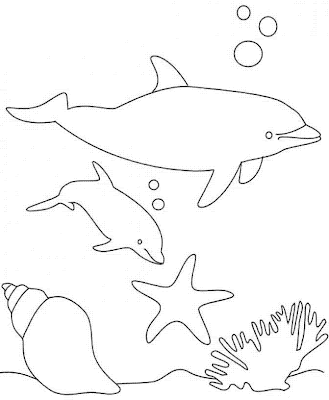 Imagenes para colorear: Dibujo de unos delfines nadando en el ...