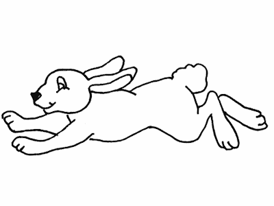 Imagenes para colorear: Imagen de un conejo saltando