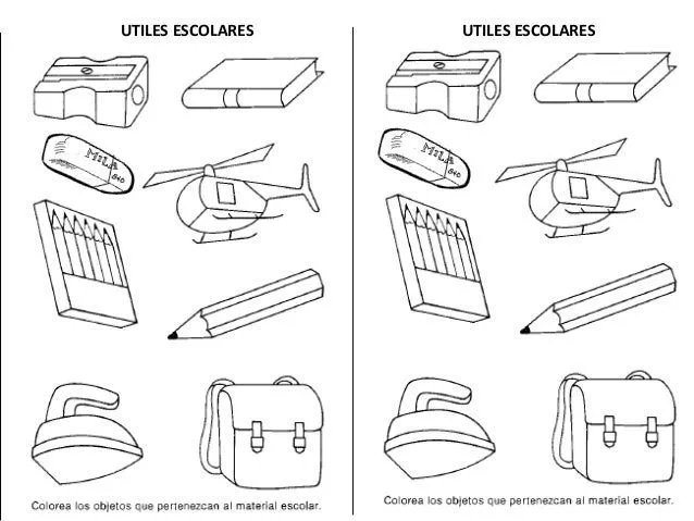 Utiles escolares para colorear en fichas - Imagui