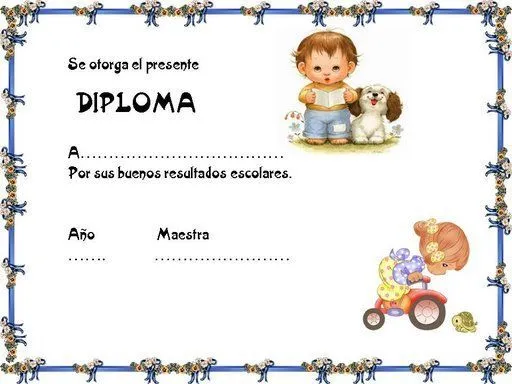 Diploma o reconocimientos para niños de preescolar - Imagui