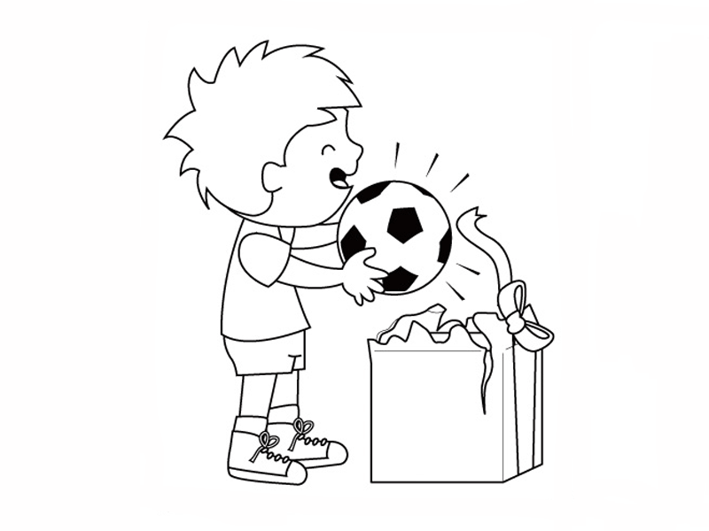 Dibujos de Niño abriendo un regalo para colorear