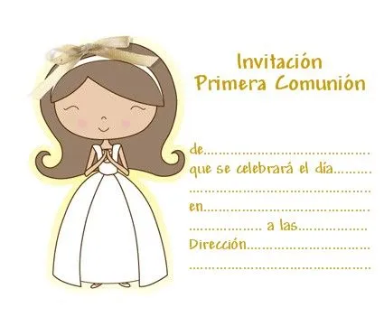 Invitaciónes de primera comunión para niña - Imagui