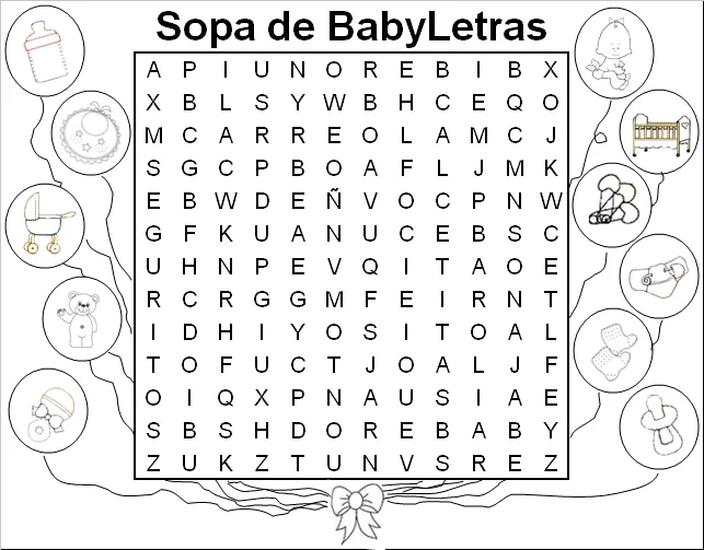 Imprimir gratis sopa de letras para baby shower - Imagui