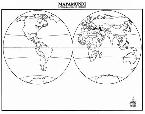 Mapamundi con división política sin nombres | monografias y ...
