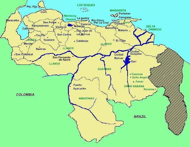 Mapa de venezuela y sus limitaciones - Imagui