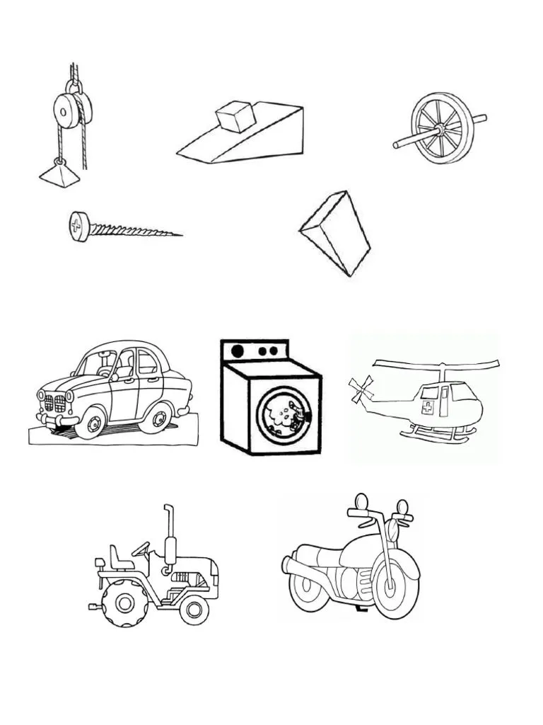 Imagenes de Maquinas Simples y Compuestas para Colorear | PDF