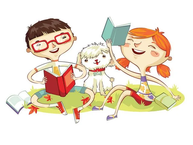 Imagenes animadas de niño y niña leyendo cuento - Imagui