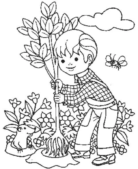 Dibujo de niños sembrando plantas - Imagui