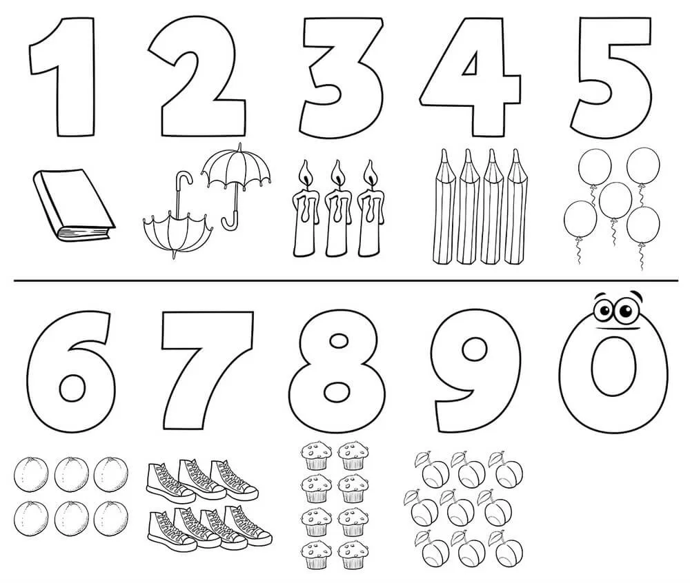 Imágenes de los Números del 0 al 9 para colorear, imprimir e dibujar  –ColoringOnly.Com