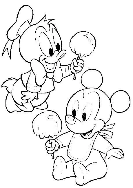 Pinto Dibujos: Baby Mickey Mouse y baby pato donald