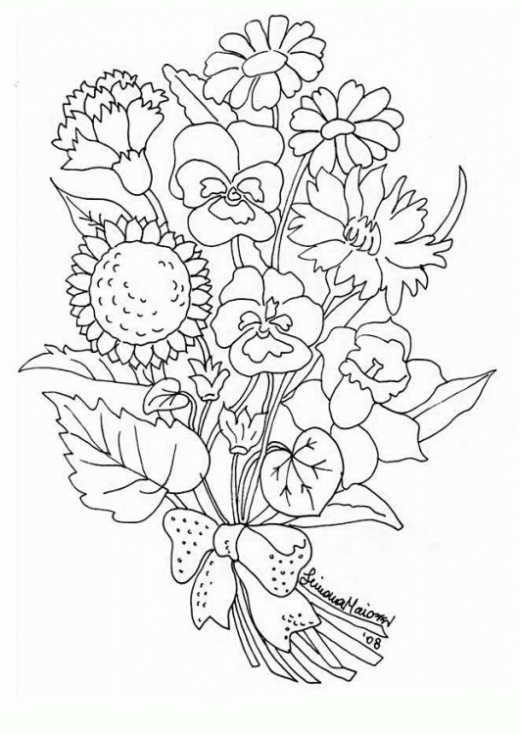 Dibujos para colorear de ramos de flores - Imagui