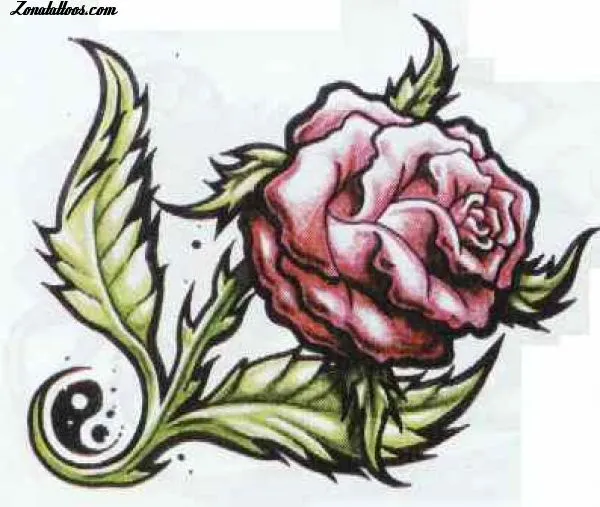 Plantilla/Diseño Tatuaje de lamolina - Rosas Flores Yin y Yang