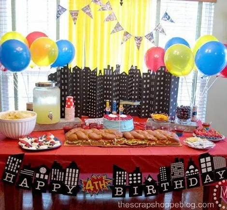 Decoración para una fiesta de cumpleaños de superhéroes