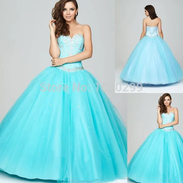 Imagenes de vestidos de 15 color aqua - Imagui