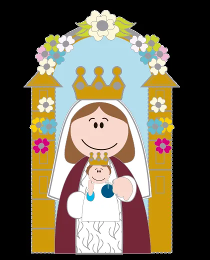 Virgen maria caricatura a color - Imagui