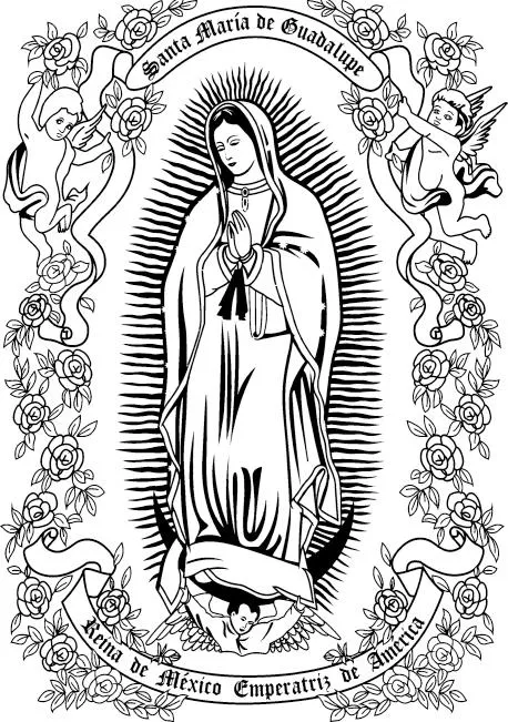 Imágenes de la Virgen de Guadalupe para colorear - Imagui