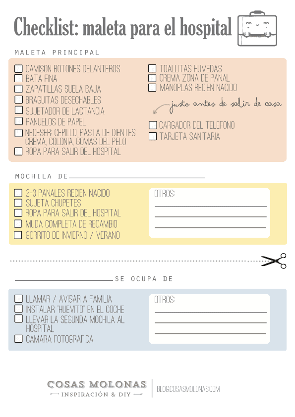 Imprimible gratuito: Lista de cosas que llevar al hospital cuando ... Imprimible gratuito: Lista de cosas que llevar al hospital cuando ...