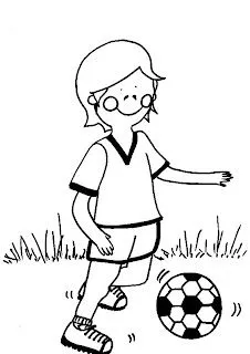 Dibujo de un niño jugando fútbol para colorear! para niños