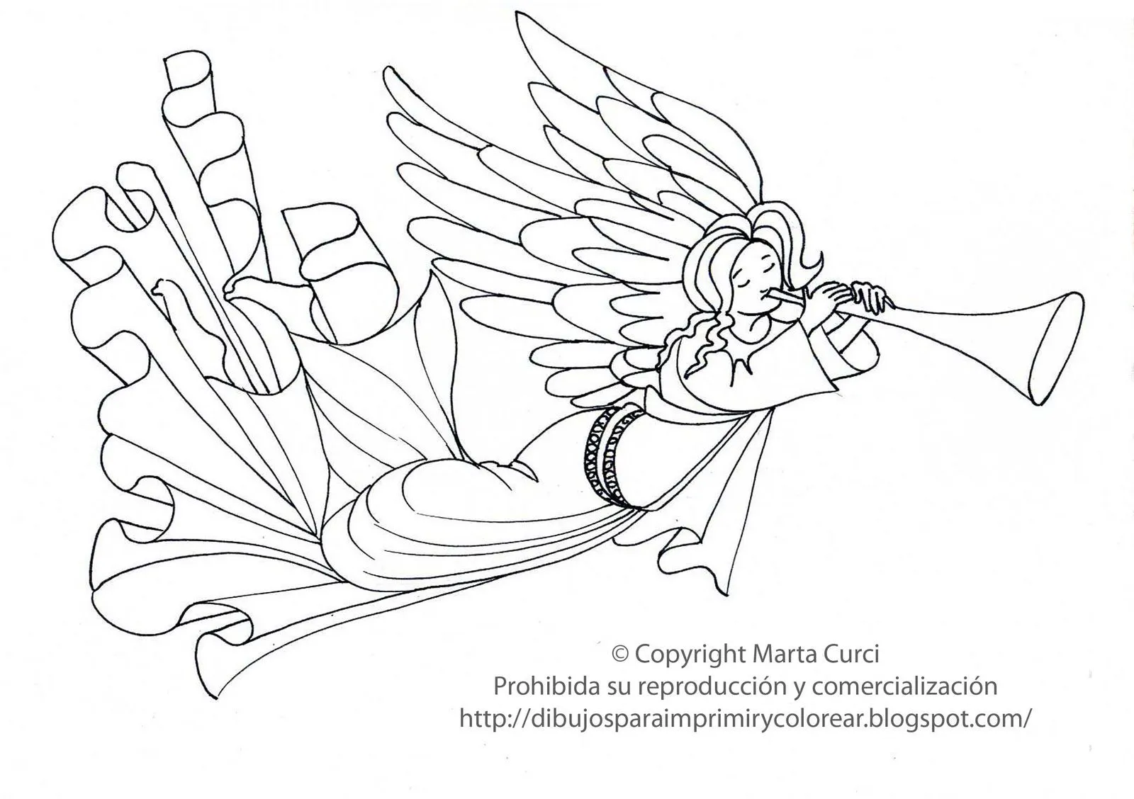 para imprimir y colorear gratis para niños: Dibujo de un ángel para ...