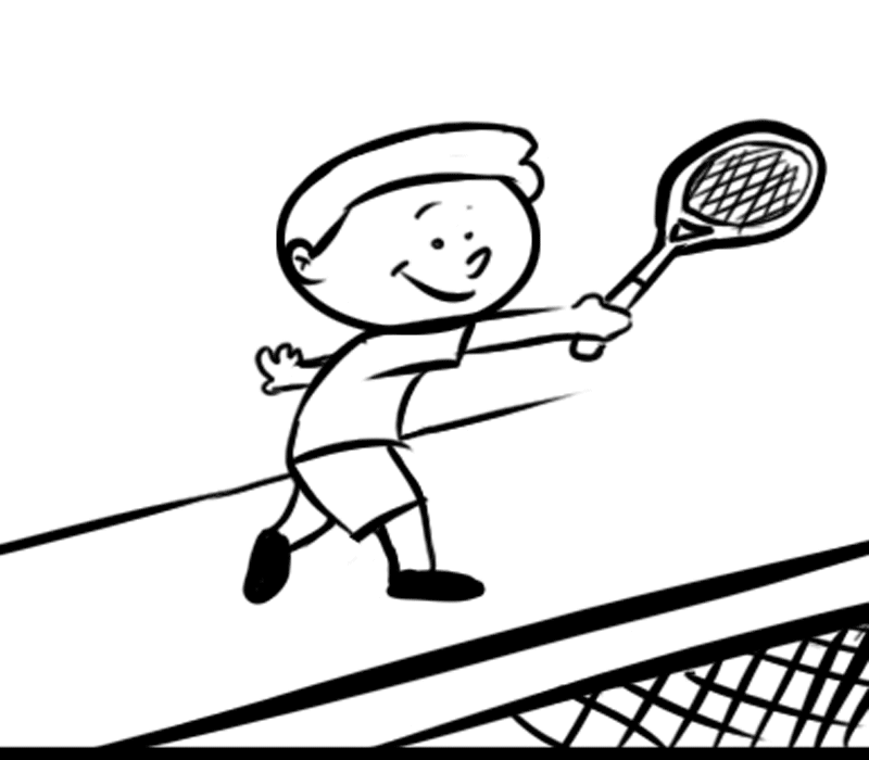 Imprimir dibujos para colorear : Niño jugando al tenis