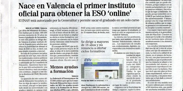 INAV en El Mundo de Valencia, como centro oficial para obtener el ...