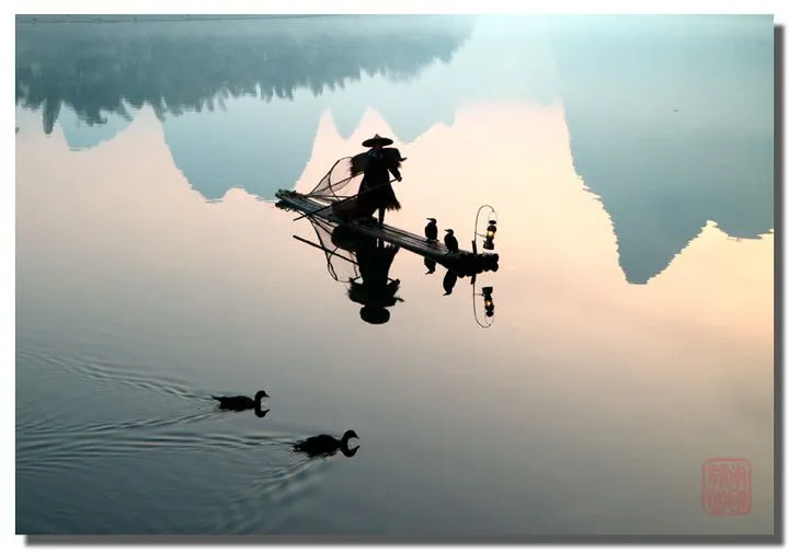 Increíble paisaje del Río Lijiang, una pintura con base de tinta ...