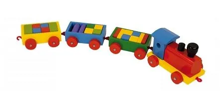 Venta pequeño tren con vagones con 20 cubos de madera maciza. Ref ...